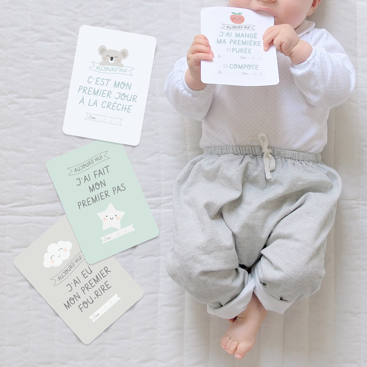 Cartes étapes bébé à imprimer à la maison Ses premières fois