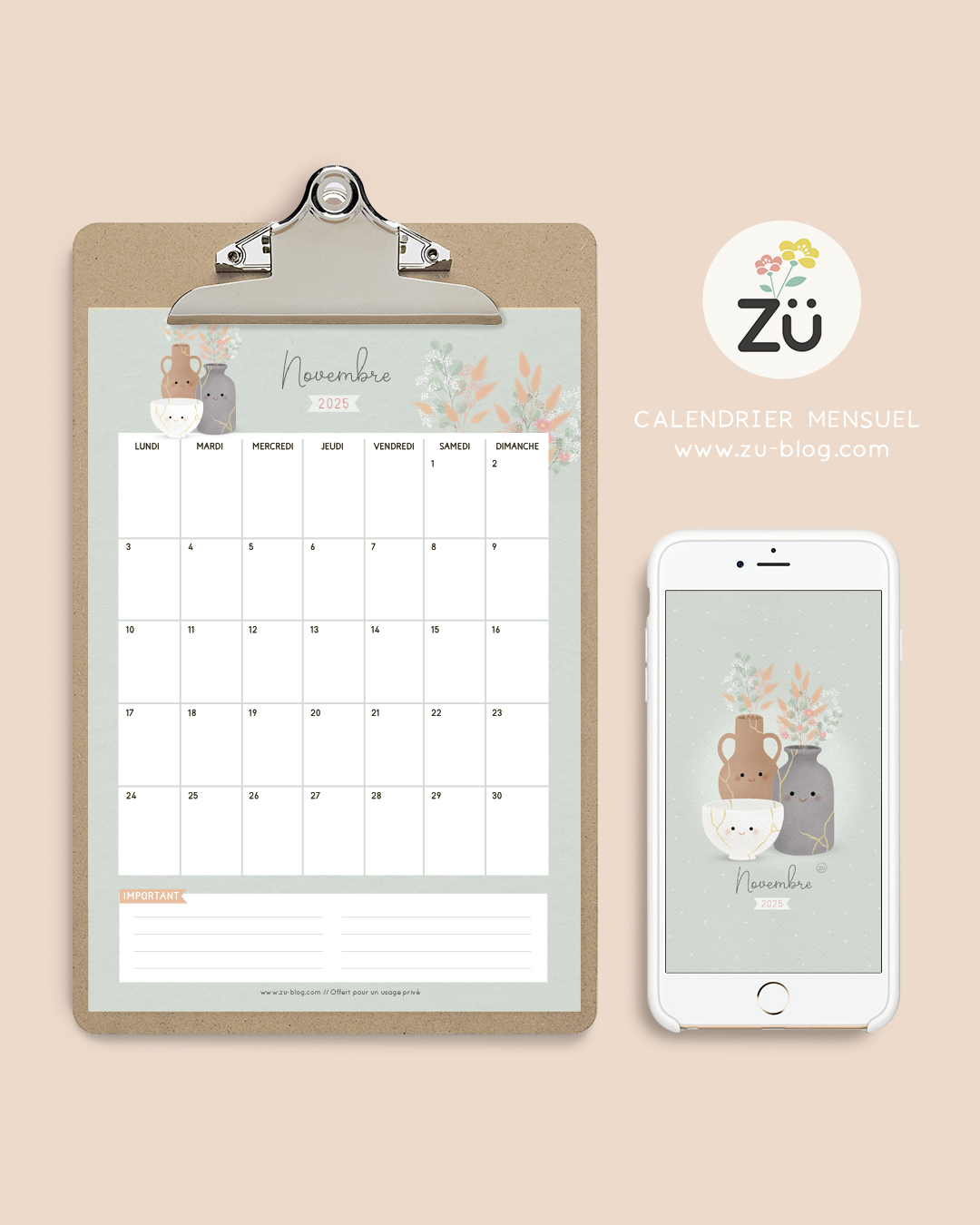 LE CALENDRIER DU MOIS DE NOVEMBRE 2025 Z Le Blog
